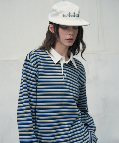 Регбийка оверсайз в мультиполоску [NAVY]