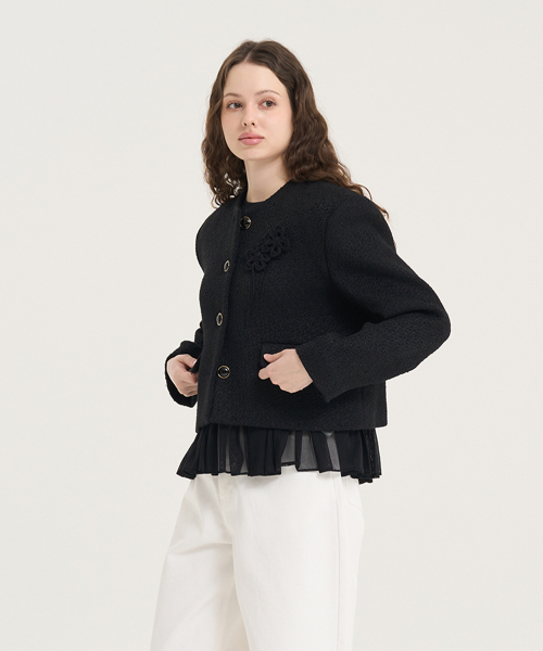 Crave твидовый кроп-жакет — Black