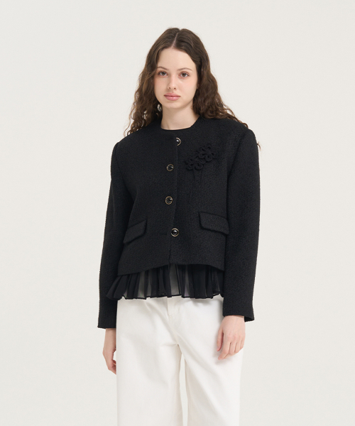 Crave твидовый кроп-жакет — Black