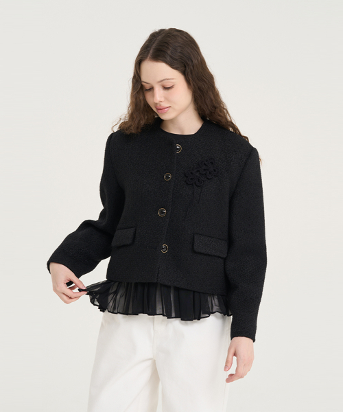 Crave твидовый кроп-жакет — Black