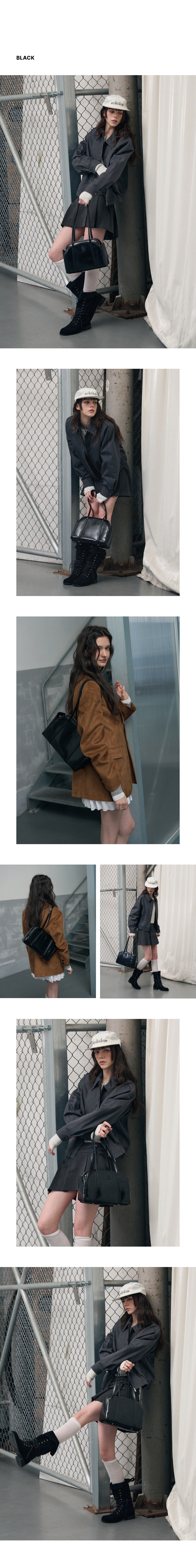 韓国ファッション[LEATHERY] RETRO WRINKLE ENAMEL SHOULDER BAG MUSINSA | LEATHERY Retro Wrinkle Enamel Shoulder Bag [BLACK]