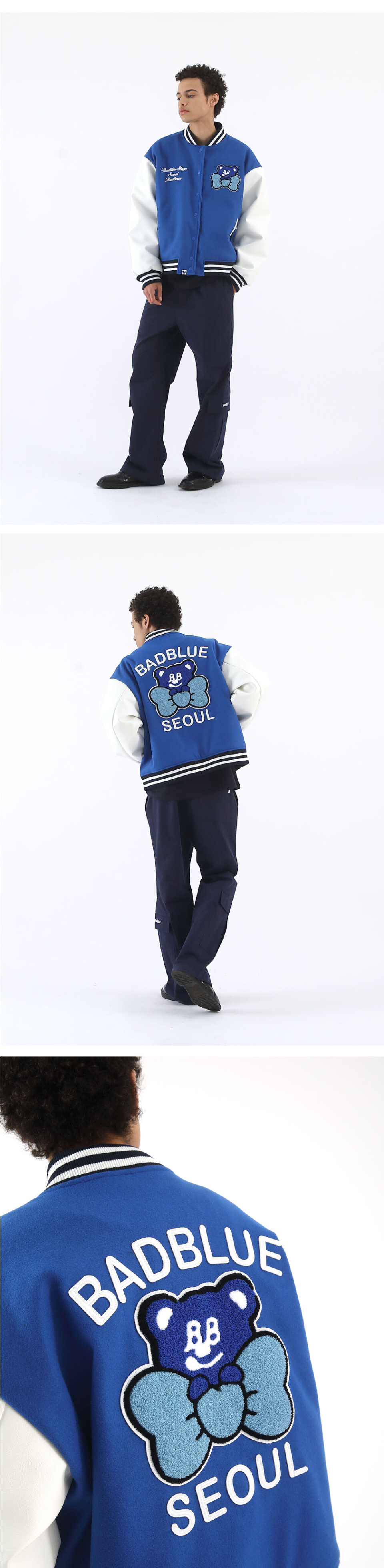 ★Bad Blue★ BadBear Seoul Varsity Jacket Navy MUSINSA | BADBLUE BadBear Varsity Jacket Navy