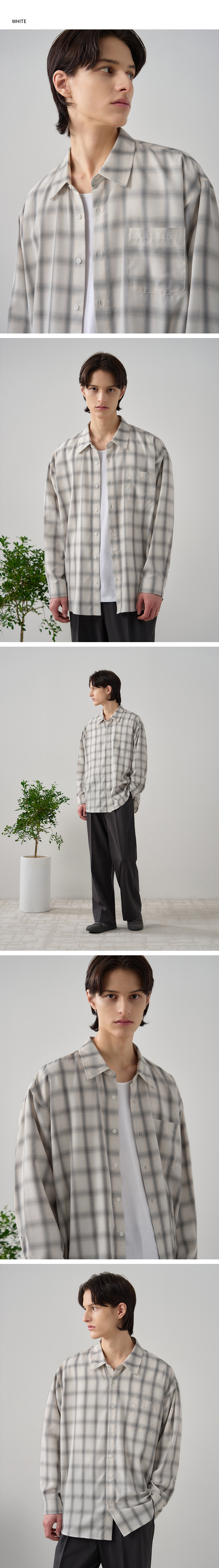 ★MUSINSA STANDARD★ Relaxed Ombre Check Shirt White Black M MUSINSA | MUSINSA STANDARD Relaxed Crinkle Ombre Check Shirt