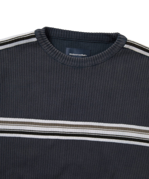в полоску трикотаж L/S Top тёмно-синий