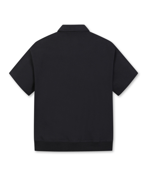 1/2 Sleeves Polo Collar Sweatshirt_G4TAM25191BKX