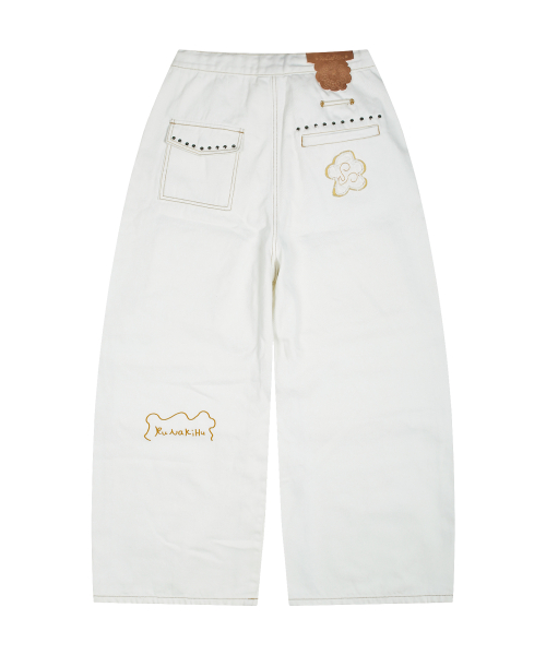 WXP021 RuNaKiHu Studded front cargo брюки (WHITE)