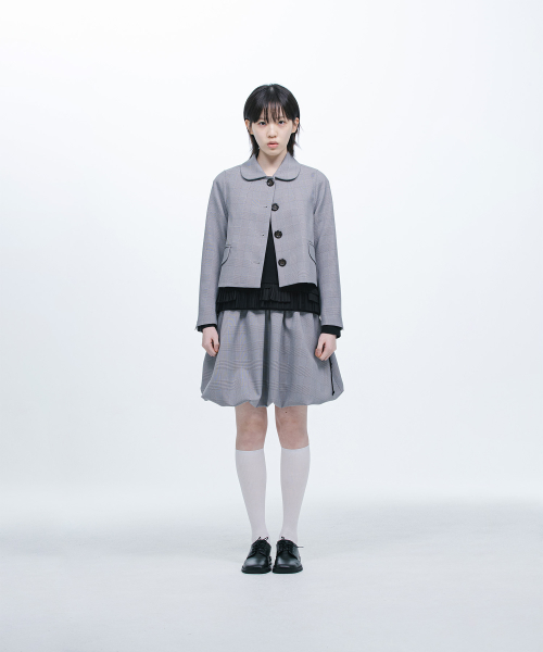 ROUND COLLAR SEMI-CROP куртка в клетку