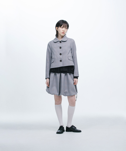 ROUND COLLAR SEMI-CROP куртка в клетку