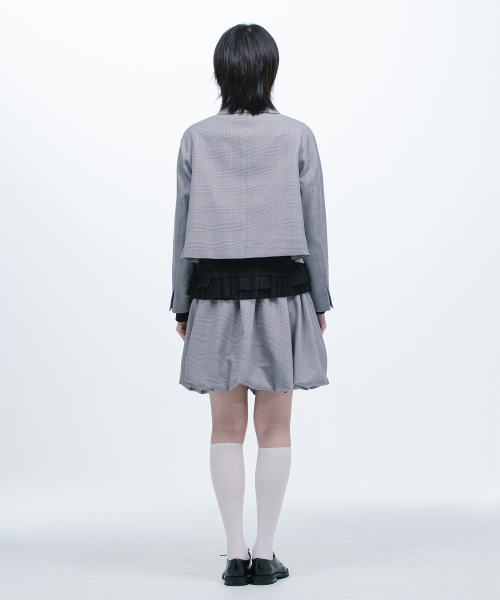 ROUND COLLAR SEMI-CROP куртка в клетку