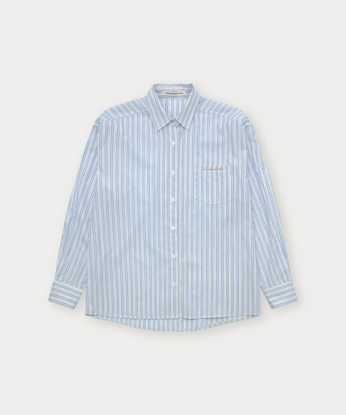 Jade полоска Over-Fit рубашка - Light Blue
