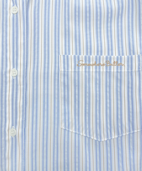 Jade полоска Over-Fit рубашка - Light Blue