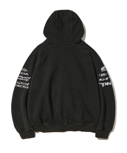 MUSINSA | PHYPS MOTORCYCLE Honda Racing Hoodie Cap Zip-up_Black
