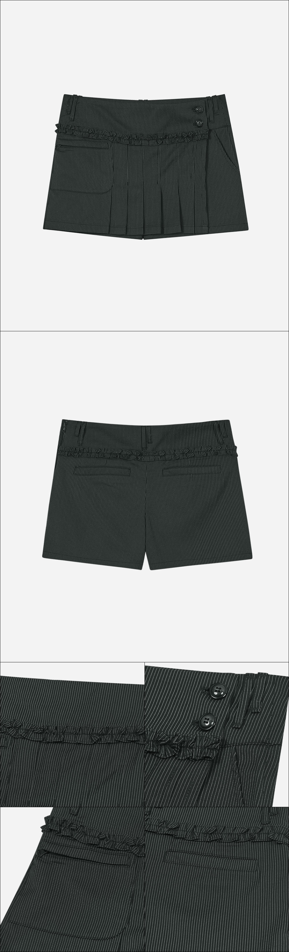 MUSINSA公式 | TYPESERVICE Stripe Wrap Skort [Black]