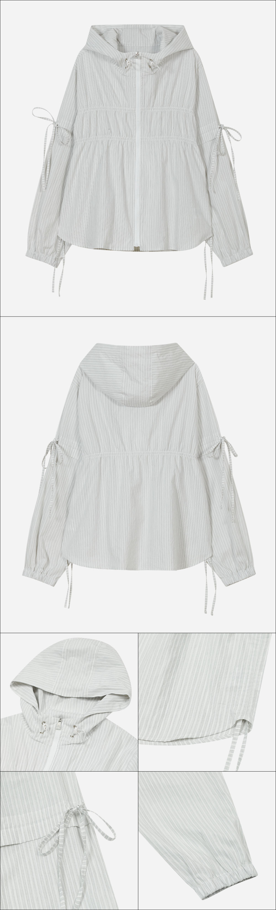 Side Shirred Hooded Jacket [White] 상세 이미지 3
