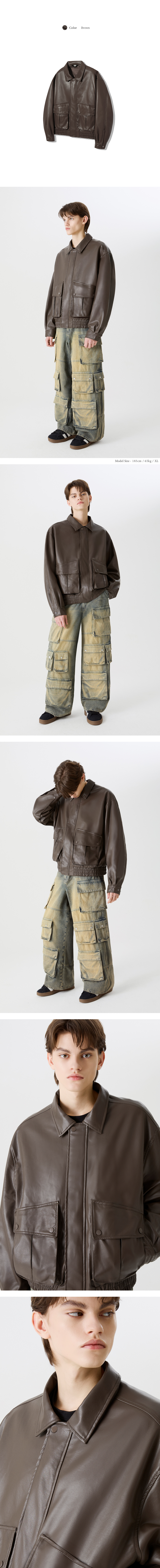 ジャケットその他 TRILLION Vegan Leather Two Pocket Blouson Jacket 5JH479 MUSINSA公式 | TRILLION Vegan Leather Two Pocket Blue Jean