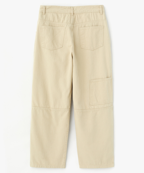 Широкие хлопковые брюки с защипами и карманами Beige