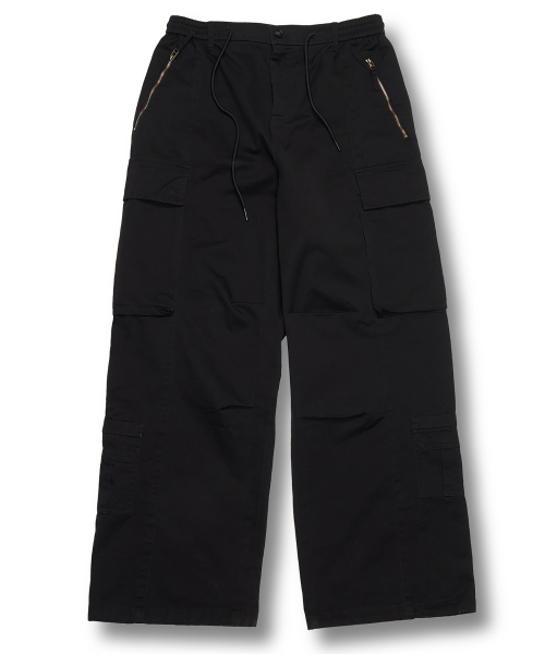 Широкие карго на резинке 8P — Black