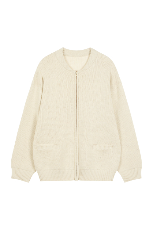 D JACQUARD LONG трикотаж ZIP-UP IN бежевый