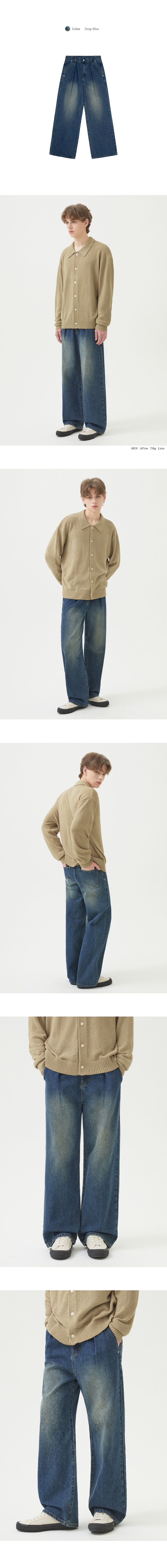 ★TRILLION★ Yellow Washing Reverse Tuck Denim Pants PINK BL MUSINSA | TRILLION Yellow Wash Reverse Tuck Denim Pants