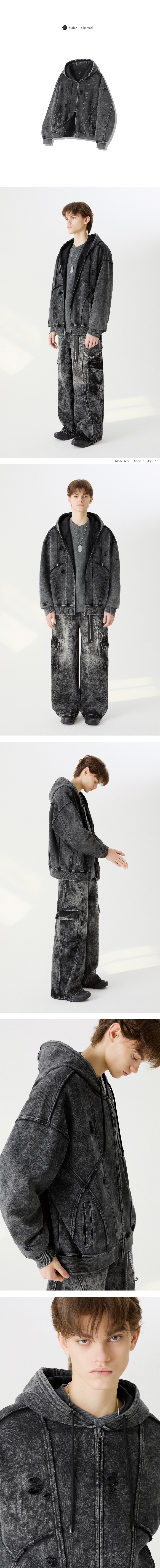 パーカー・フーディ TRILLION Overfit destroyed pigment hood zip up 5JH480 MUSINSA | TRILLION Overfit Destroyed Pigment Hooded Zip-Up