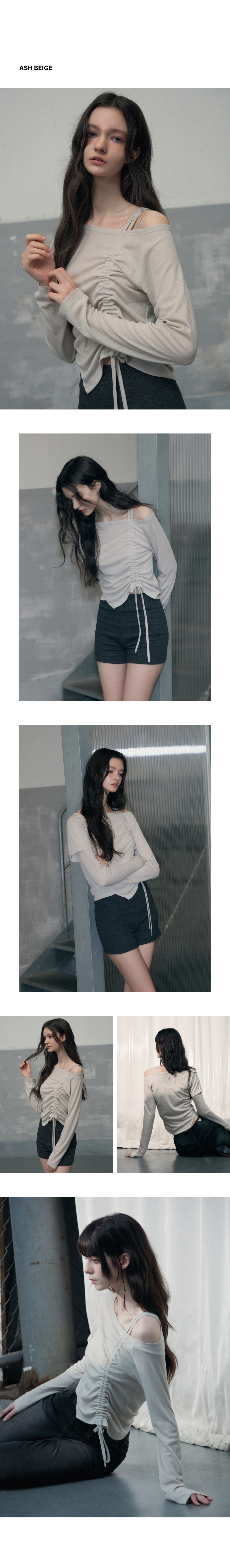 [LEATHERY] FLUID OPEN-SHOULDER SHIRRING LONG-SLEEVE [3 色] MUSINSA | LEATHERY Fluid Off-Shoulder Shirring Long Sleeve