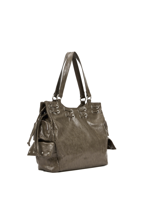 DEINET NEW STUD STRING BIG BAG IN KHAKI