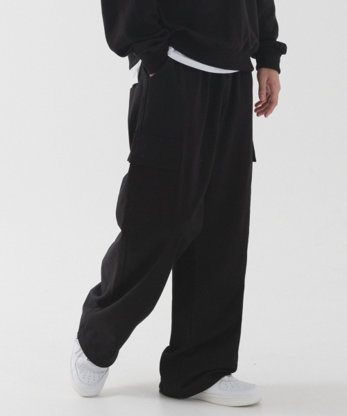 Широкие хлопковые карго на завязках (Black)