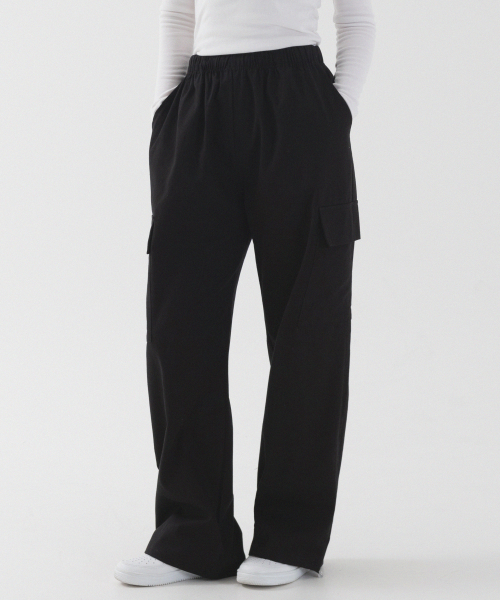 Широкие хлопковые карго на завязках (Black)