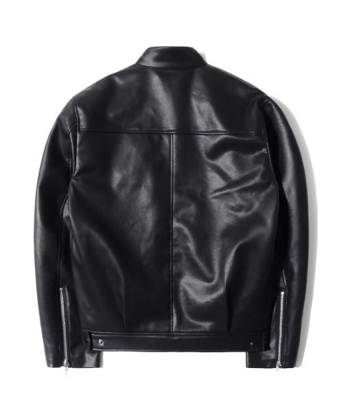 RG Synthetic Leather Moto Jacket (Black)