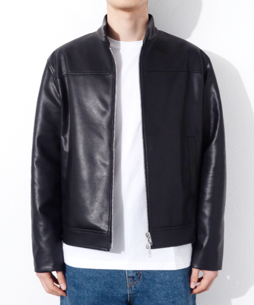 RG Synthetic Leather Moto Jacket (Black)