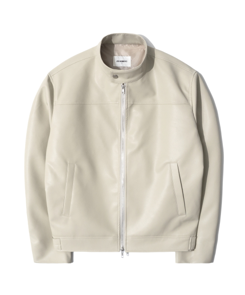 RG Synthetic Leather Moto Jacket (Cream)