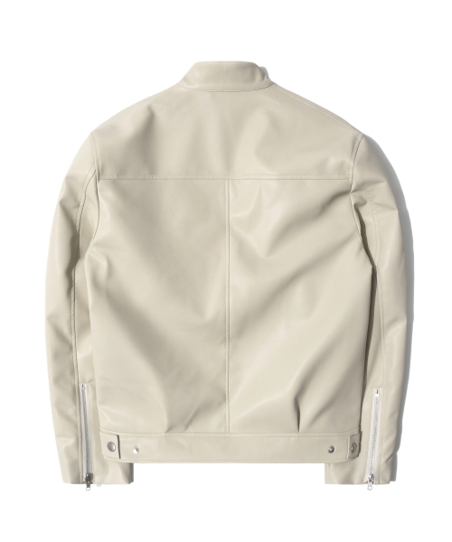 RG Synthetic Leather Moto Jacket (Cream)