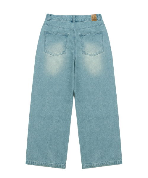 Широкие джинсы с надписью, Light Blue