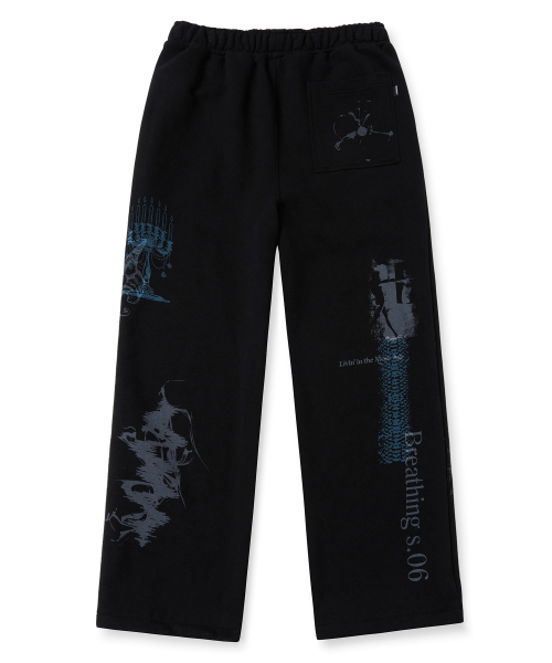 GRAPHICS SWEAT PANTS - BLACK
