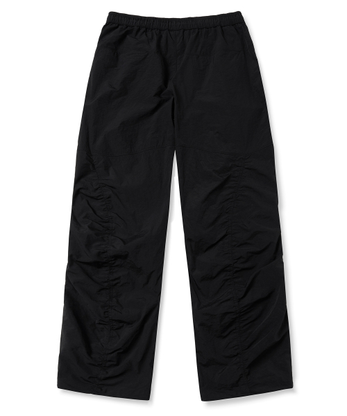 TAG NYLON SHIRRING PANTS - BLACK