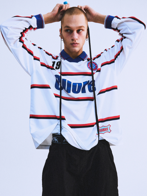 CUORE CHE BATTE LONG SLEEVE FOOTBALL JERSEY WHITE