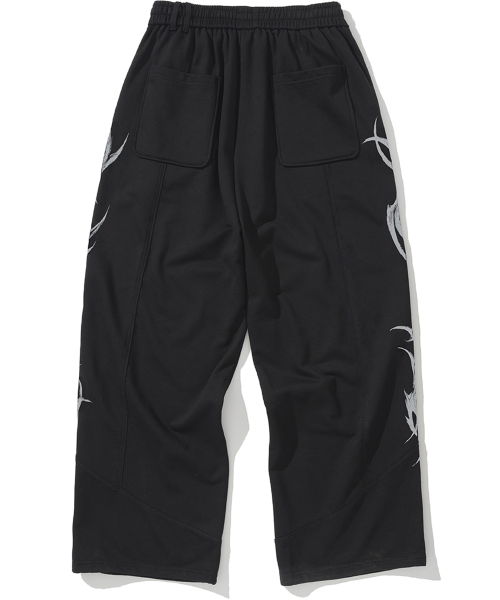 Dagger Tribal Logo Incision Sweat Pants - Black