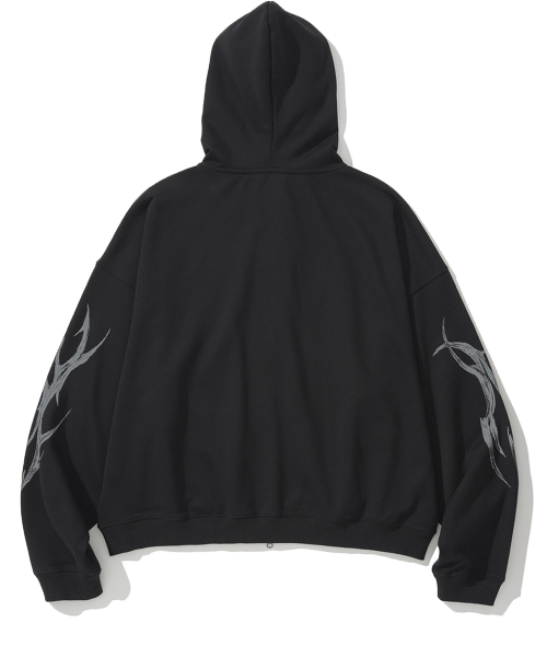 Dagger Tribal Logo Hood Zip Up - Black