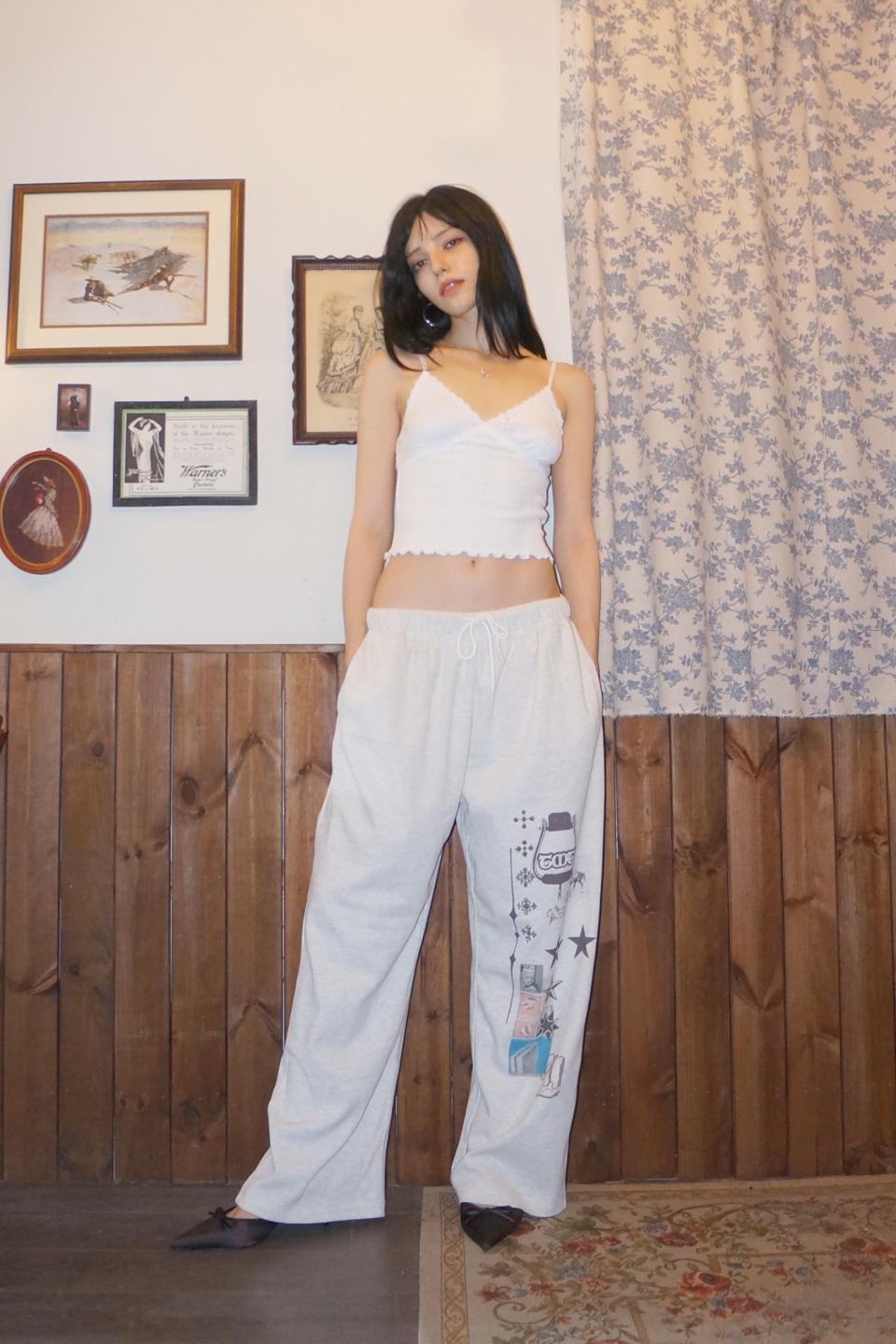 MUSINSA | TOOMUCHTAX PRINTED WAFFLE PANTS (IVORY)