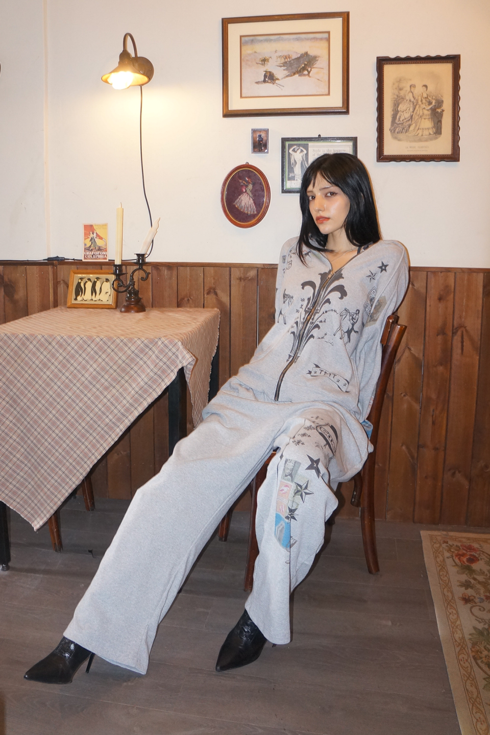 투머치택스(TOOMUCHTAX) PRINTED WAFFLE PANTS (GREY) - 사이즈 & 후기