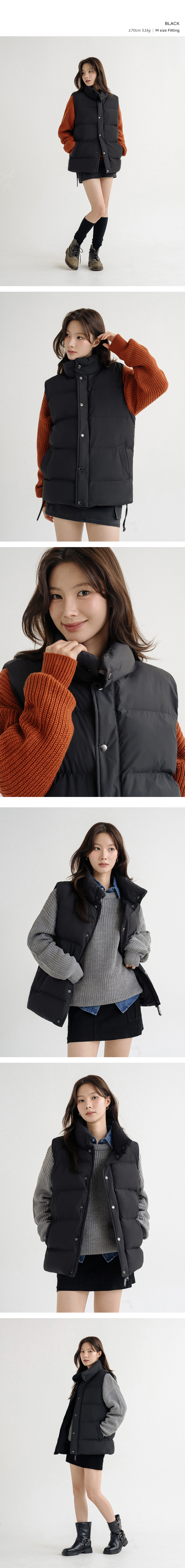 2WAY 오버핏 볼륨 웰론 푸퍼 패딩 베스트 [블랙] 상세 이미지 5