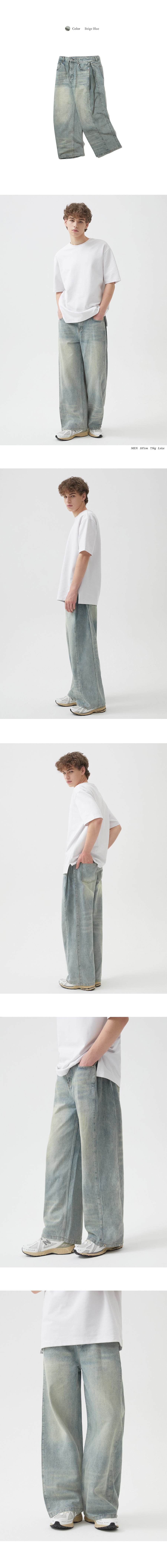 ★TRILLION★ Side tuck snap button wide cotton pants CREAM T White Yoshitomo Smart Pants | DESTREE