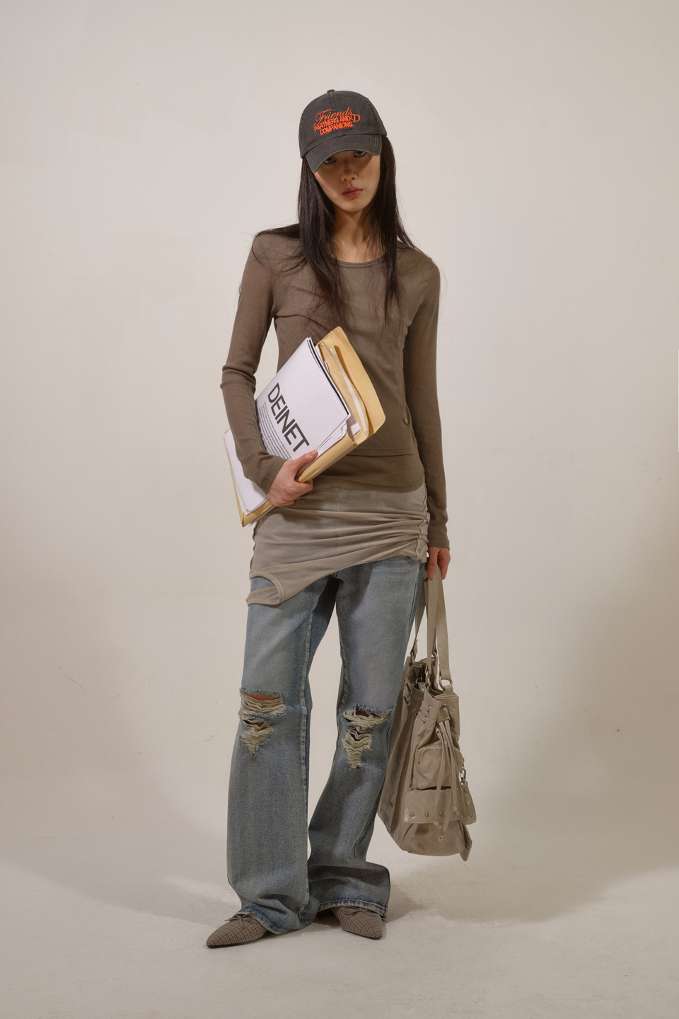 TWO-WAY LAYRED SLEEVELESS DRESS IN ASH GRAY 상세 이미지 5