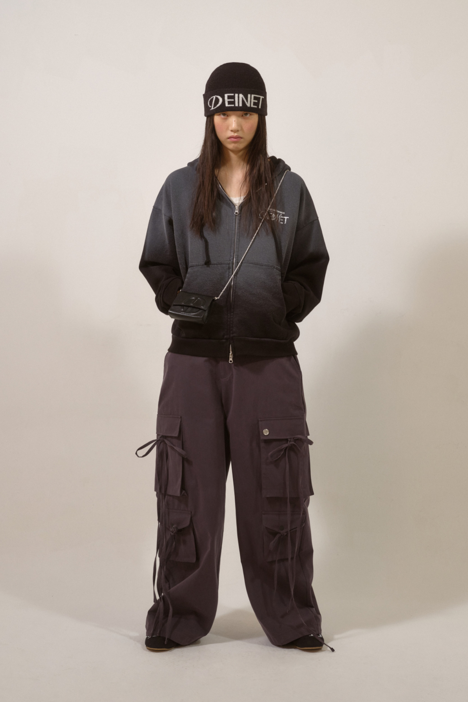 D LOGO WASHED HOOD ZIP-UP IN BLACK 상세 이미지 6