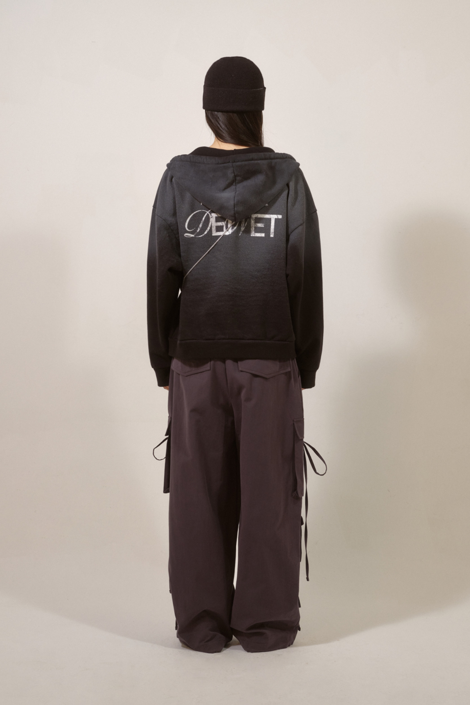 D LOGO WASHED HOOD ZIP-UP IN BLACK 상세 이미지 3