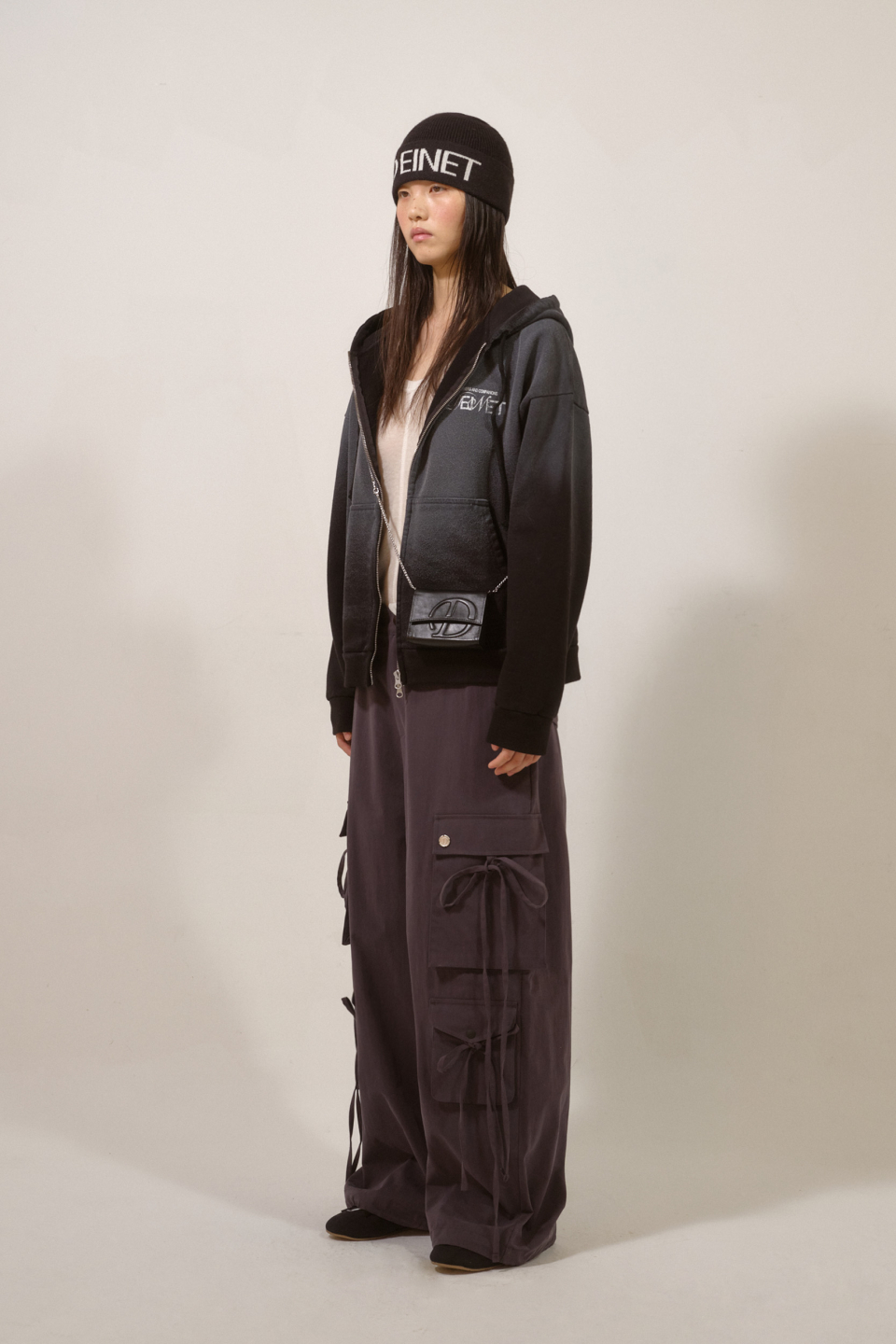 D LOGO WASHED HOOD ZIP-UP IN BLACK 상세 이미지 2