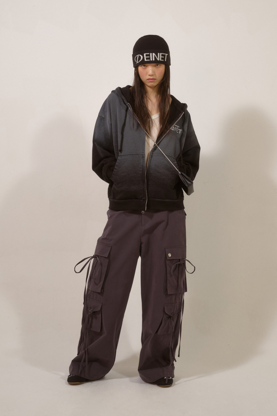 D LOGO WASHED HOOD ZIP-UP IN BLACK 상세 이미지 5
