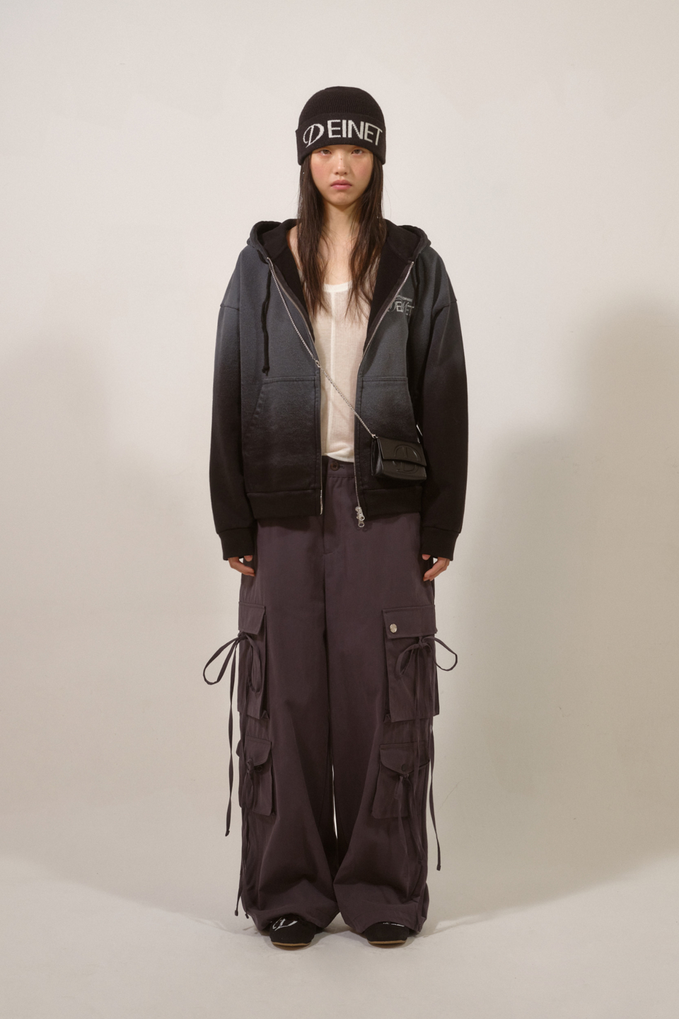 D LOGO WASHED HOOD ZIP-UP IN BLACK 상세 이미지 1