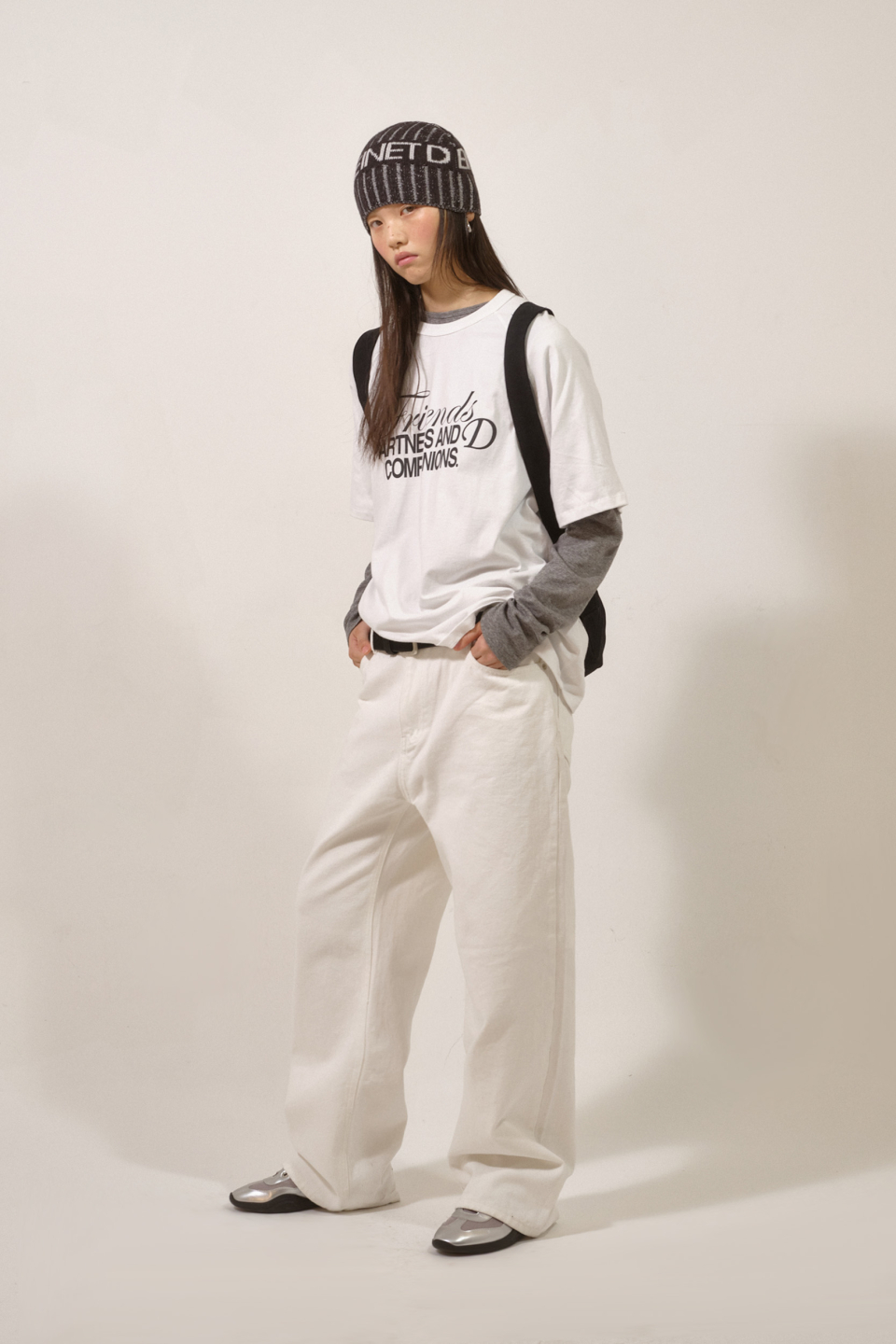 DEINET ♥ D BACK LOGO BUCKLE COTTON JEAN /追跡付 다이닛(DEINET) D BACK LOGO BUCKLE COTTON JEAN IN WHITE