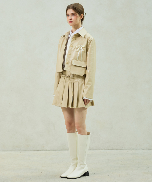 MOLLY LEATHER CROP JACKET / BEIGE